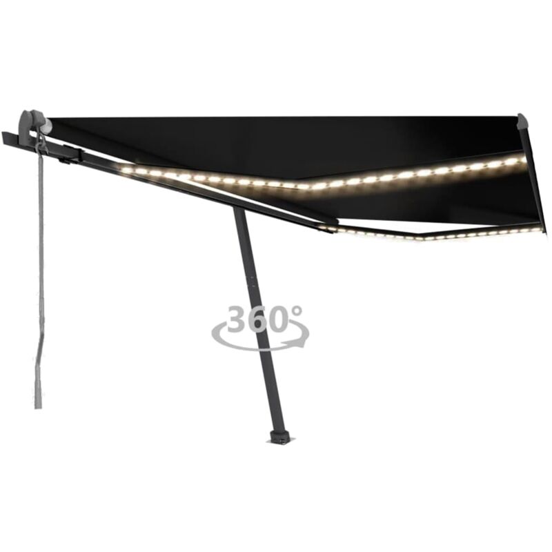 

vidaXL Toldo automático LED sensor de viento gris antracita 400x300 cm - Antracita