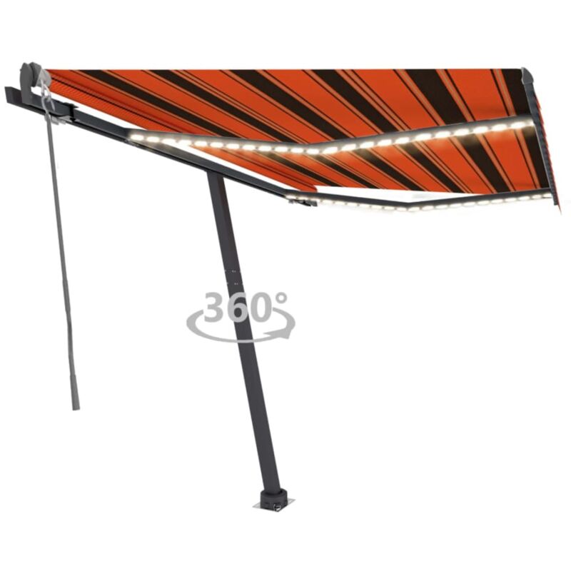 

vidaXL Toldo automático LED sensor de viento naranja marrón 300x250 cm - Naranja