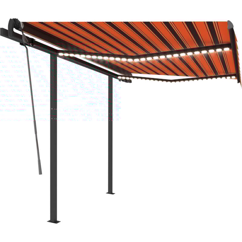 

Toldo automático LED sensor de viento naranja y marrón 3x2,5 m - Naranja - Vidaxl
