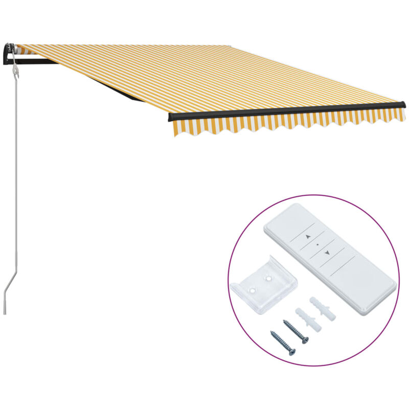 

Toldo automático retráctil amarillo y blanco 300x250 cm - Amarillo - Vidaxl