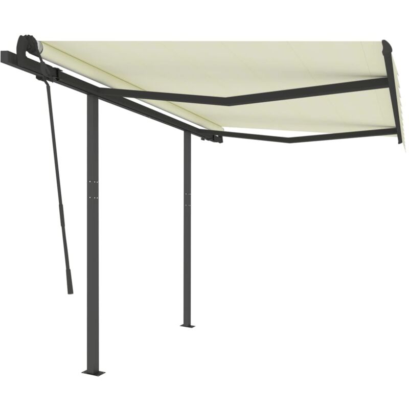 

Toldo automático retráctil con postes color crema 3,5x2,5 m - Crema - Vidaxl