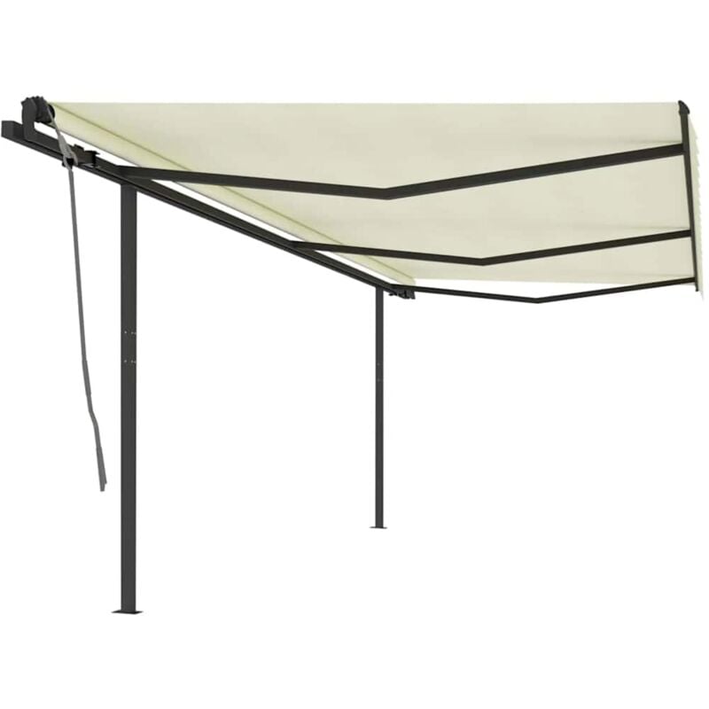 

Toldo automático retráctil con postes color crema 6x3 m - Crema - Vidaxl