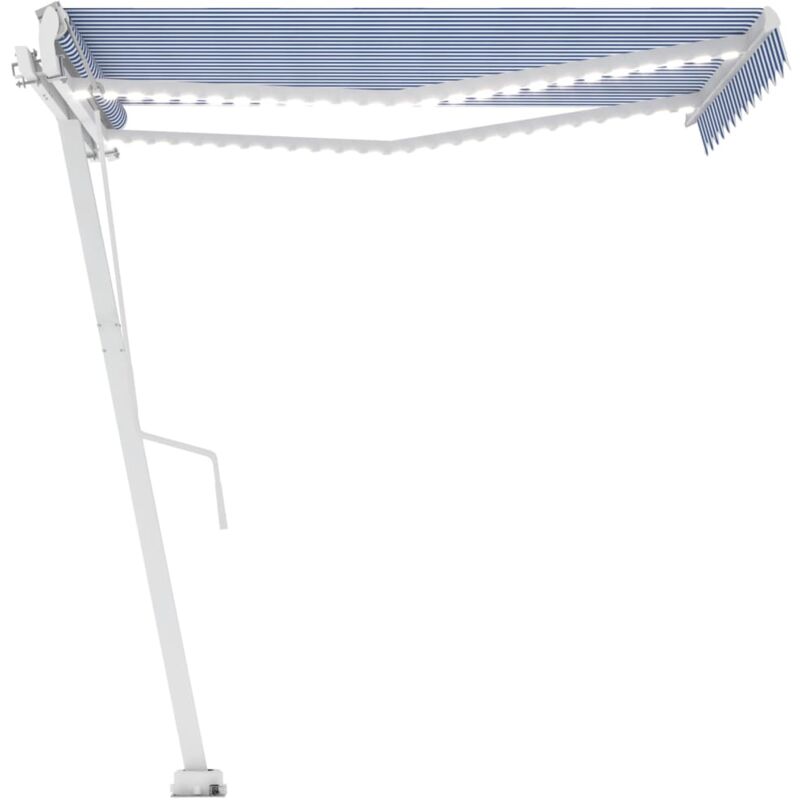 

Toldo automático LED sensor de viento azul y blanco 350x250 cm - Azul - Vidaxl