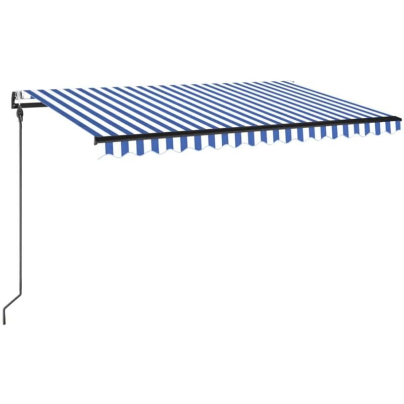 

Toldo automático LED sensor de viento azul y blanco 450x300 cm - Azul - Vidaxl