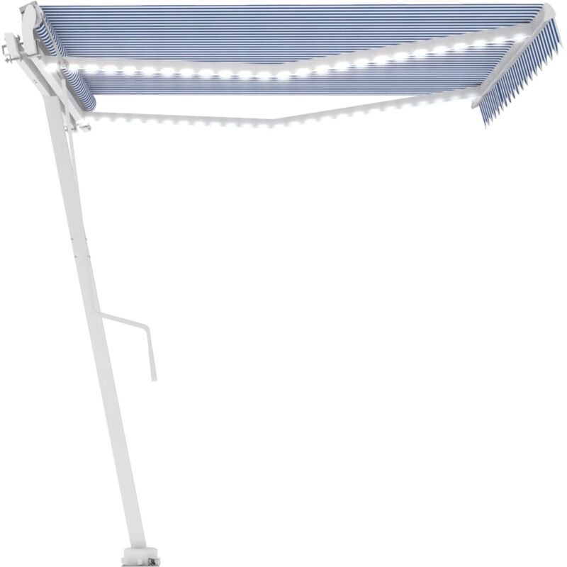 

Toldo automático LED sensor de viento azul y blanco 450x300 cm - Azul - Vidaxl