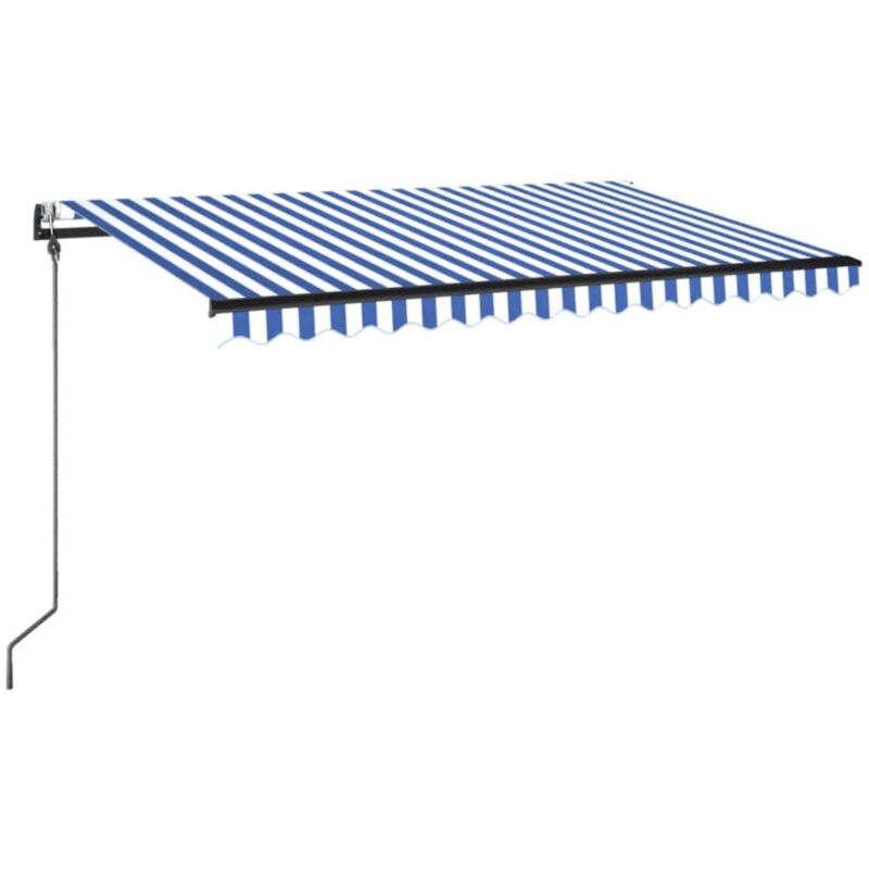 

Toldo automático LED y sensor de viento azul blanco 400x350 cm - Azul - Vidaxl