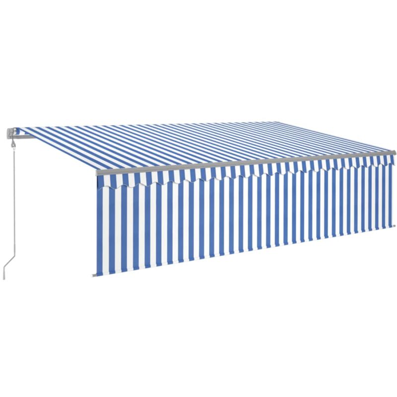 

vidaXL Toldo automático persiana LED sensor viento azul y blanco 5x3 m - Azul