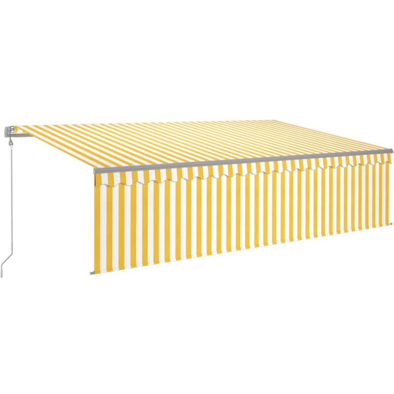 

Toldo automático retráctil con persiana 5x3 m amarillo y blanco - Amarillo - Vidaxl