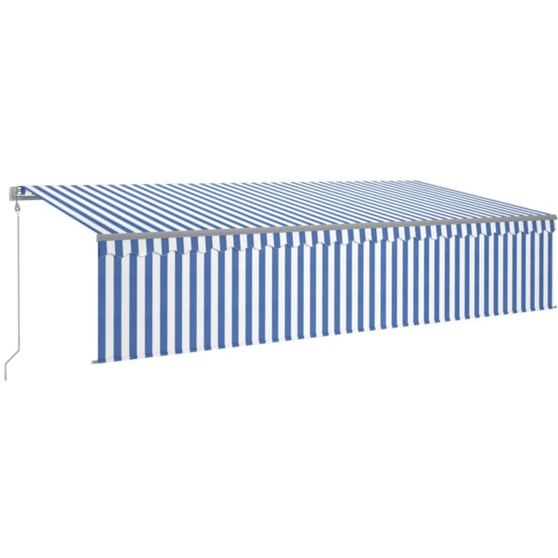 

vidaXL Toldo automático retráctil con persiana 6x3 m azul y blanco - Azul