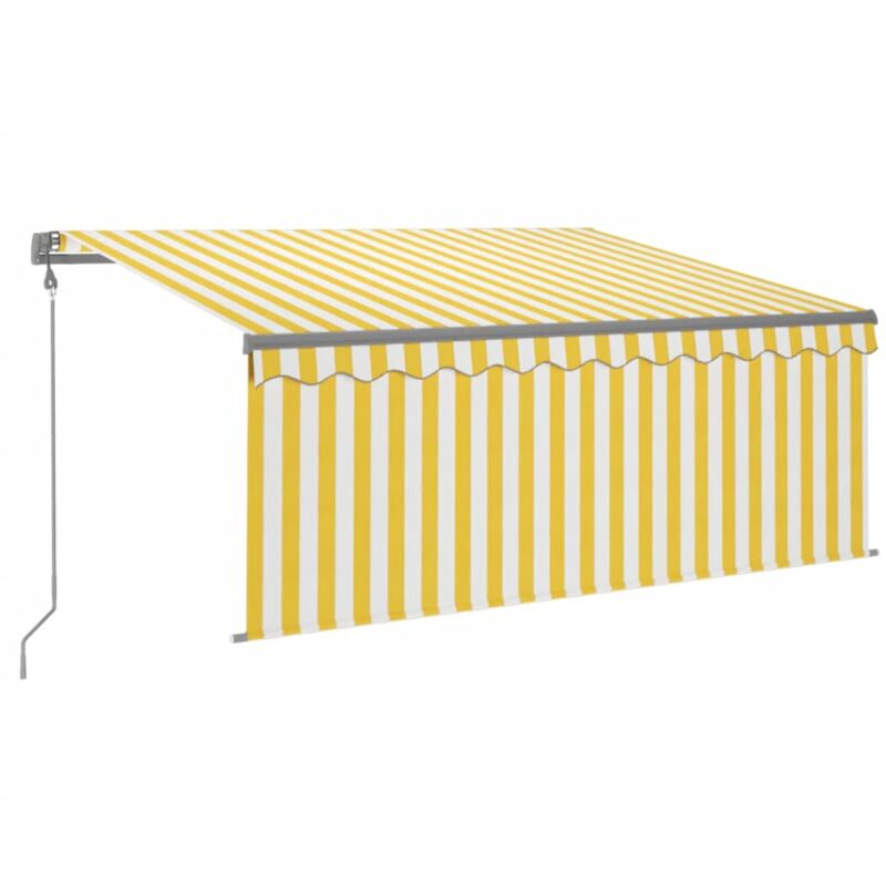 

vidaXL Toldo automático retráctil con persiana amarillo blanco 3x2,5m - Amarillo