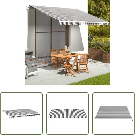 vidaXL Toldo blanco -  Tela de repuesto para toldo gris antracita y blanco 4x3 m