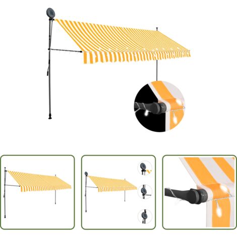 vidaXL Toldo con LED -  Toldo manual retráctil con LED blanco y naranja 400 cm