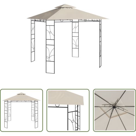 vidaXL Toldo de acero -  Cenador color crema 3x3x2,7 m 160 g/m²