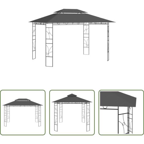 vidaXL Toldo de acero -  Cenador gris antracita 4x3x2,7 m 160 g/m²