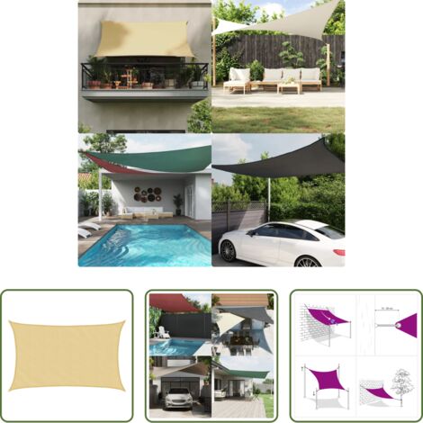 vidaXL Toldo de arena -  Toldo de vela poliéster oxford 100% arena 8x5 m