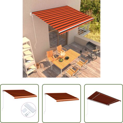 vidaXL Toldo de jardín -  Toldo automático retráctil naranja y marrón 400x300 cm