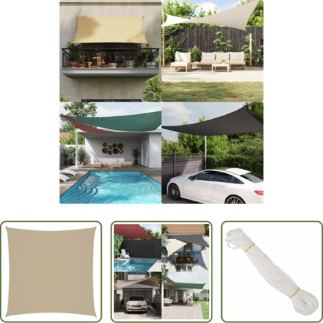 vidaXL Toldo de jardín -  Toldo de vela cuadrado tela Oxford beige 3x3 m