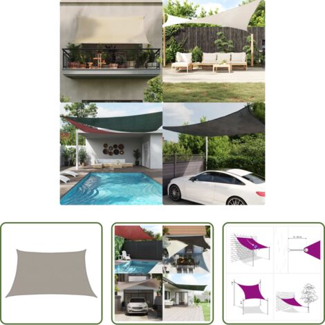 vidaXL Toldo de jardín -  Toldo de vela trapecio HDPE gris claro 160 g/m² 3/4x2 m