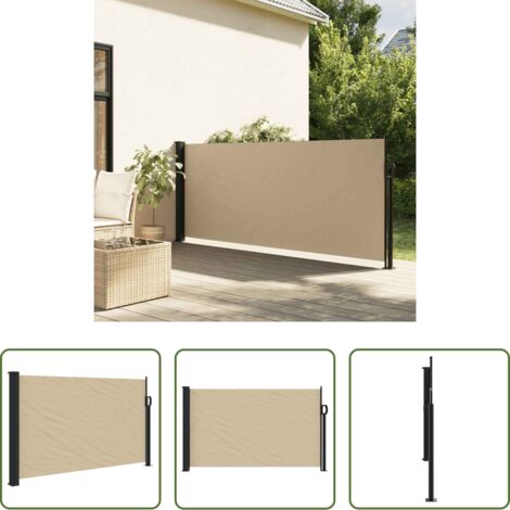 vidaXL Toldo de jardín -  Toldo lateral retráctil beige 120x500 cm