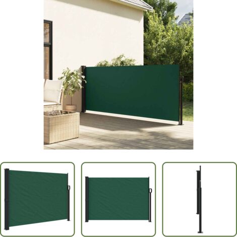 vidaXL Toldo de jardín -  Toldo lateral retráctil verde oscuro 140x600 cm