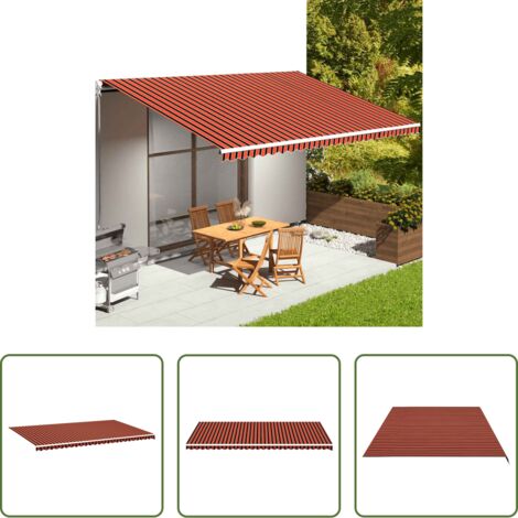 vidaXL Toldo de patio -  Tela de repuesto para toldo naranja y marrón 6x3,5 m