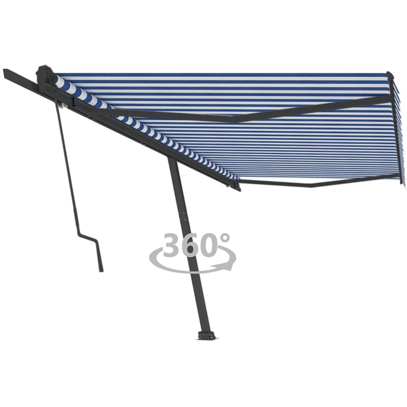 

vidaXL Toldo de pie automático azul y blanco 500x350 cm - Azul