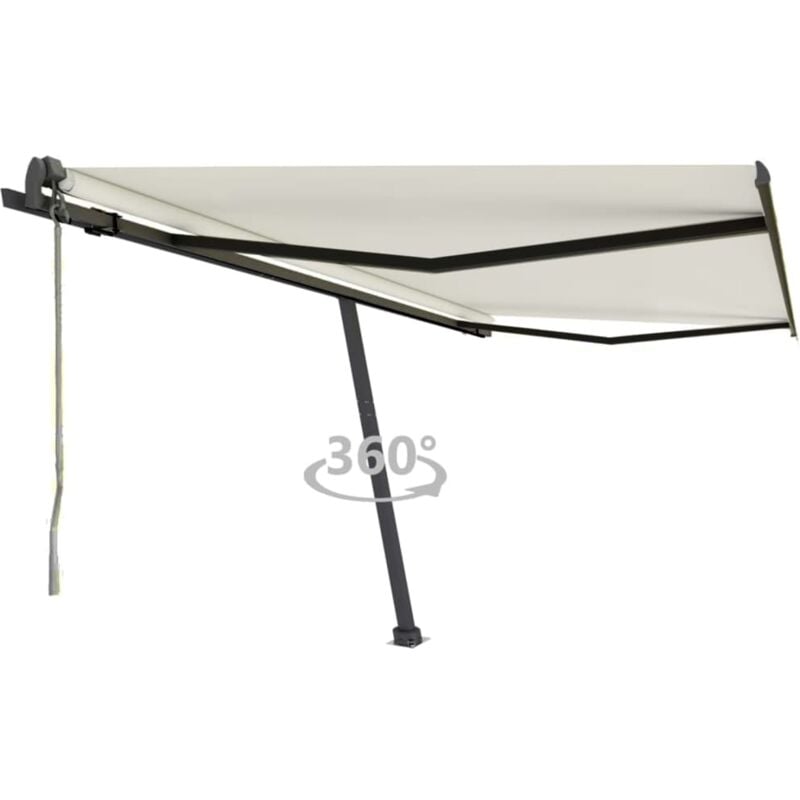 

Toldo de pie automático color crema 450x350 cm - Crema - Vidaxl