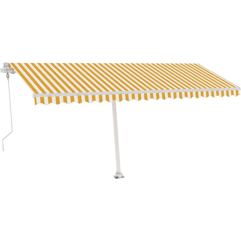 

vidaXL Toldo de pie automático amarillo y blanco 500x300 cm - Amarillo