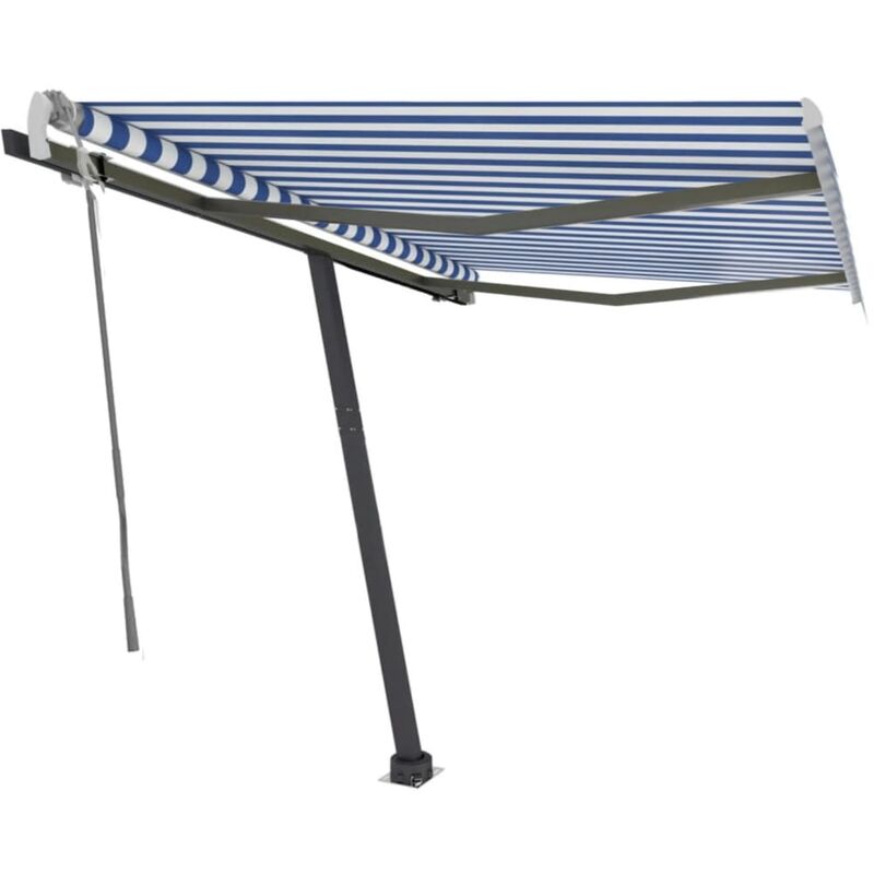 

vidaXL Toldo de pie manual retráctil azul y blanco 350x250 cm - Azul