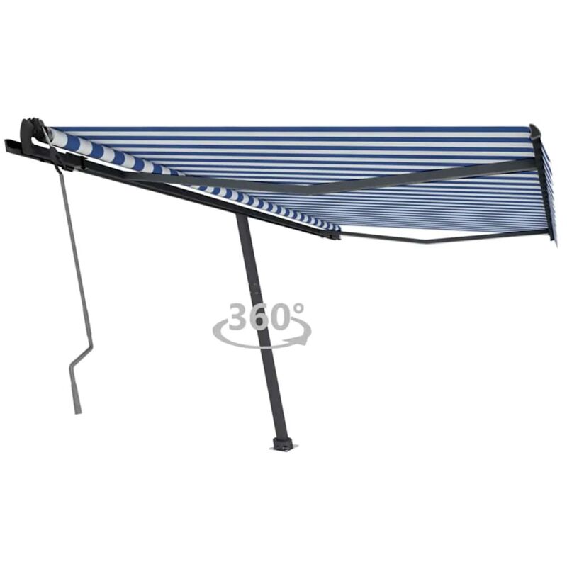 

vidaXL Toldo de pie manual retráctil azul y blanco 400x350 cm - Azul