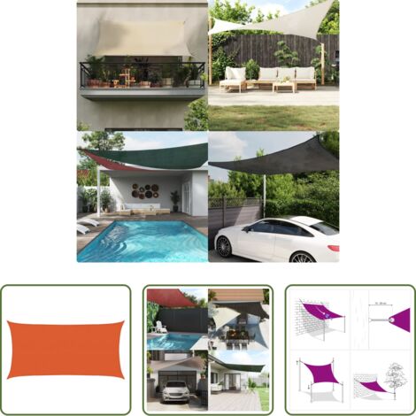 vidaXL Toldo de polietileno -  Toldo de vela rectangular HDPE naranja 160 g/m² 3x6m