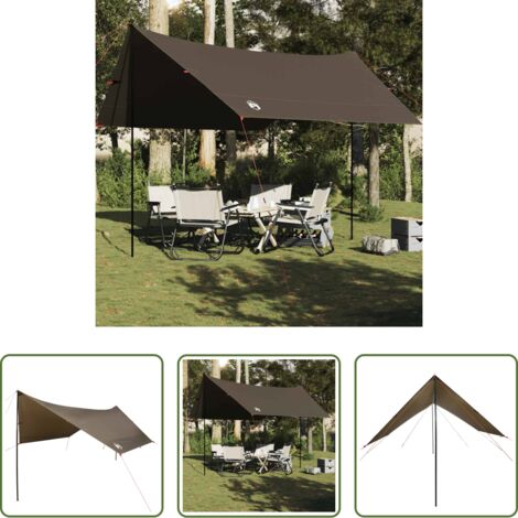 vidaXL Toldo de senderismo -  Lona de camping impermeable marrón 438x376x212 cm