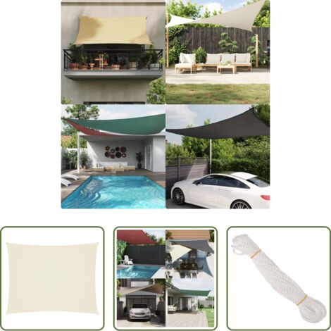 vidaXL Toldo de terraza -  Toldo de vela rectangular tela Oxford color crema 4x6 m