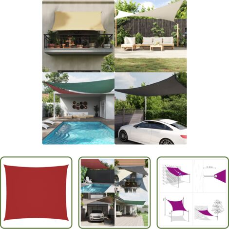 vidaXL Toldo de terraza -  Toldo de vela rectangular tela Oxford rojo 2x2,5 m
