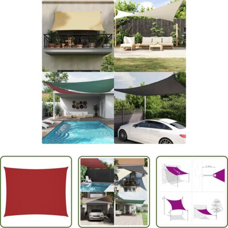 vidaXL Toldo de terraza -  Toldo de vela rectangular tela Oxford rojo 4x6 m