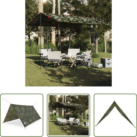 vidaXL Toldo de tienda -  Lona de camping impermeable camuflaje 366x306 cm