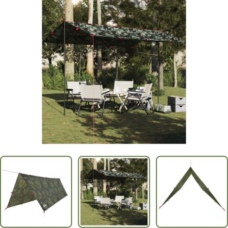 vidaXL Toldo de tienda -  Lona de camping impermeable camuflaje 406x306 cm