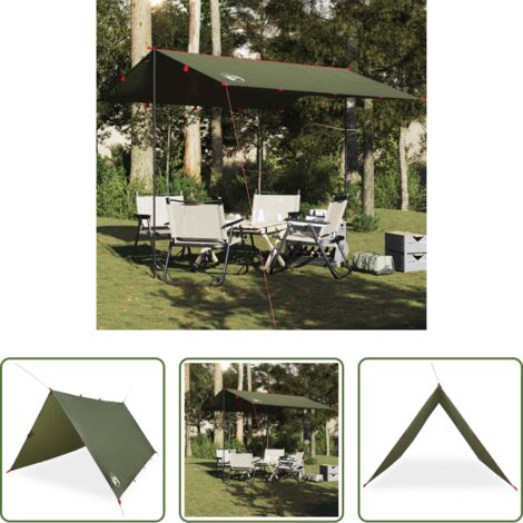vidaXL Toldo de tienda -  Lona de camping impermeable verde oliva 306x306 cm