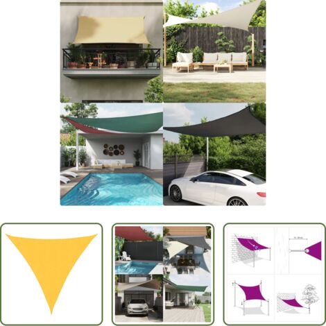 vidaXL Toldo de vela triangular tela Oxford amarillo 4x4x4 m