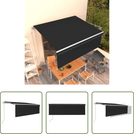vidaXL Toldo exterior - Toldo automático retráctil con persiana gris antracita 4x3 m