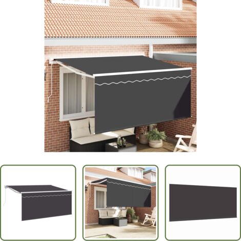 vidaXL Toldo exterior -  Toldo Retráctil Rayado Manual Antracita 300 x 200 cm tela