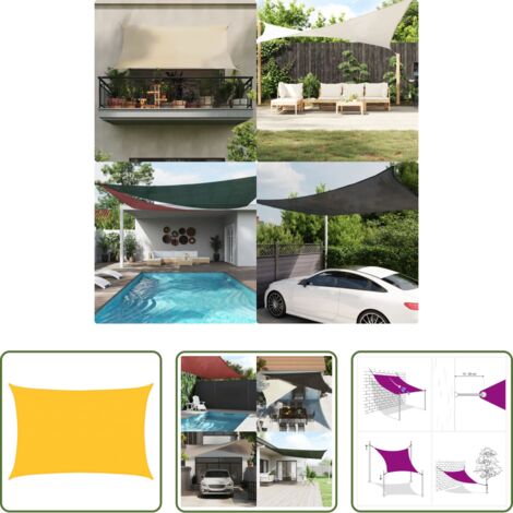 vidaXL Toldo HDPE -  Toldo de vela rectangular HDPE amarillo 160 g/m² 4x5 m