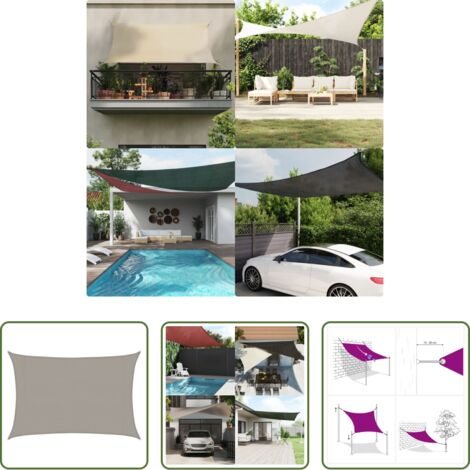 vidaXL Toldo HDPE -  Toldo de vela rectangular HDPE gris claro 160 g/m² 3x5 m