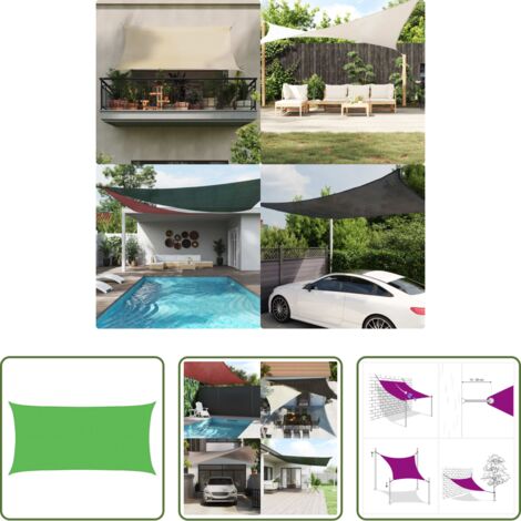 vidaXL Toldo HDPE -  Toldo de vela rectangular HDPE verde claro 2,5x5 m