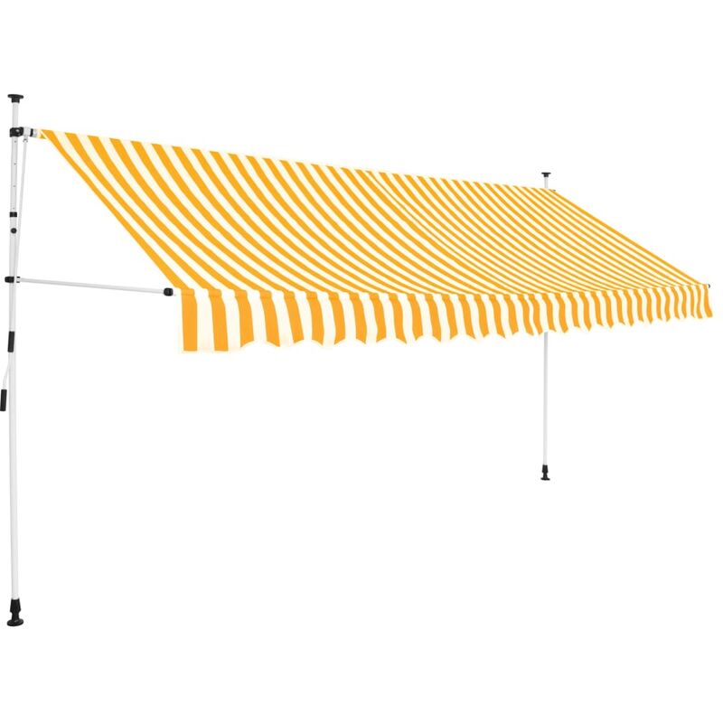 

vidaXL Toldo manual retráctil 350 cm naranja y blanco a rayas - Naranja