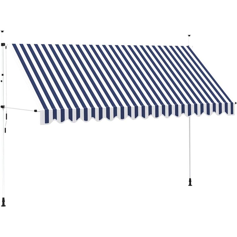 

Toldo manual retráctil 400 cm azul y blanco a rayas - Azul - Vidaxl