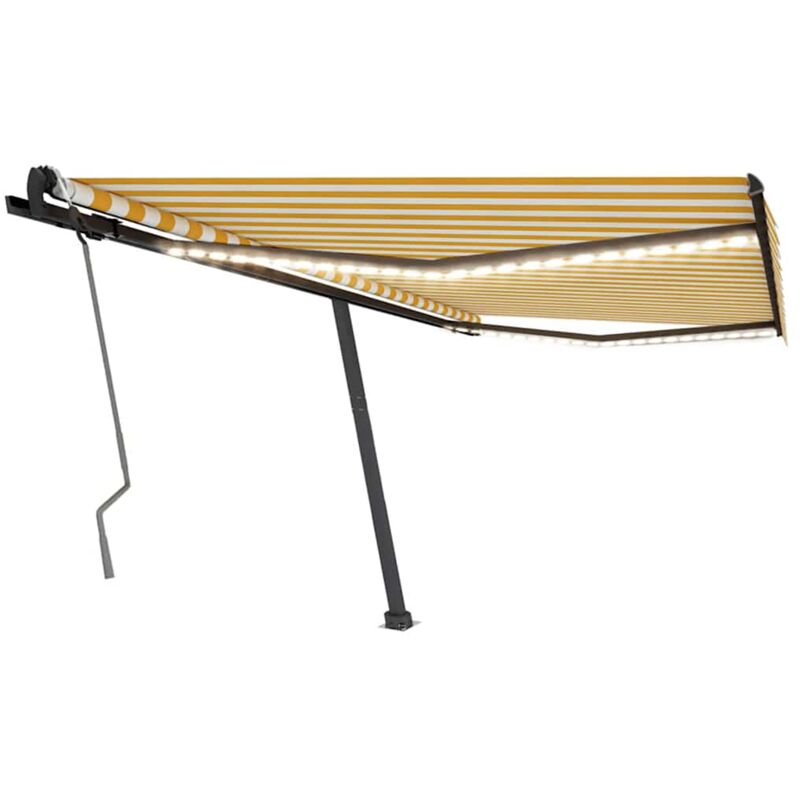 

Toldo manual retráctil con LED amarillo y blanco 450x300 cm - Amarillo - Vidaxl