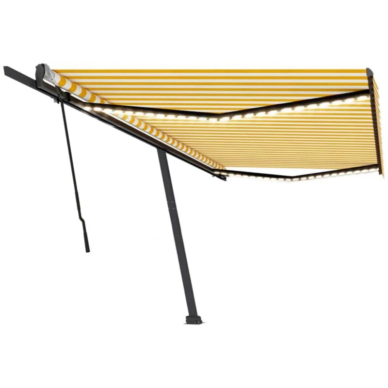 

vidaXL Toldo manual retráctil con LED amarillo y blanco 500x300 cm - Amarillo