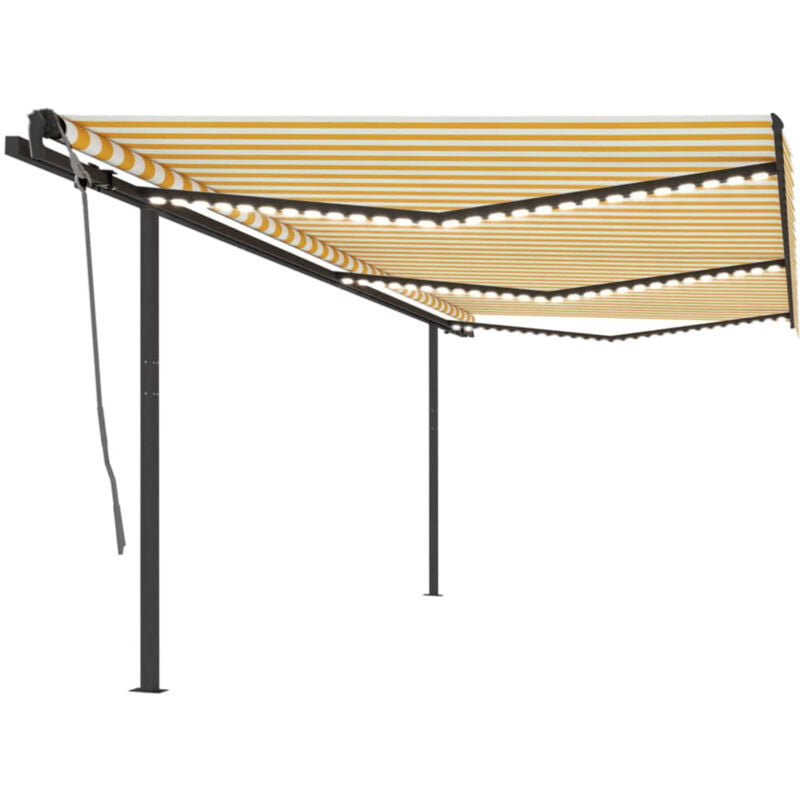 

Toldo manual retráctil con LED amarillo y blanco 6x3 m - Amarillo - Vidaxl