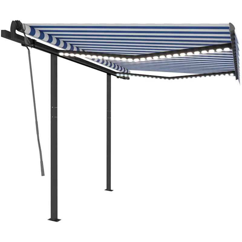 

vidaXL Toldo manual retráctil con LED azul y blanco 3,5x2,5 m - Azul